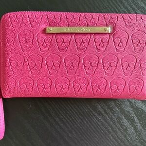 Betsey Johnson Pink Skull Embossed Wristlet/Wallet NWT